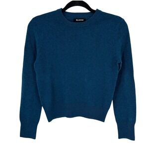 NAADAM Teal Blue Crew Neck Long Sleeve 100% Cashmere Sweater XXS Fuzzy Knit